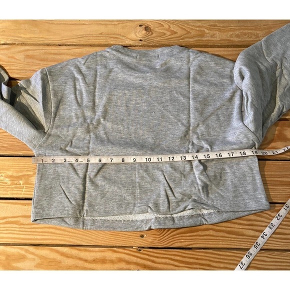 NEW Active USA Cinch Waist Crop Sweatshirt Size Small Women’s Grey Pullover - Picture 7 of 8